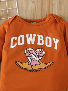 Đứa bé trai Đồ họa Chữ cái Áo liền quần chặt & Giày ống In Quần thể thao & Mũ - gừng - Xem 5