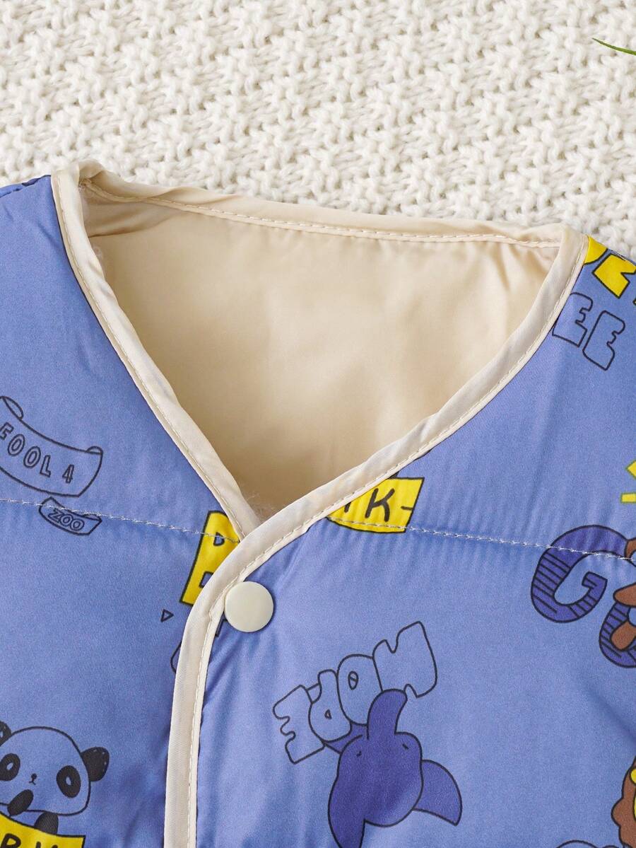 Con trai Xanh In động vật hoạt hình Ấm áp Áo vest - Màu xanh lam - Xem 1