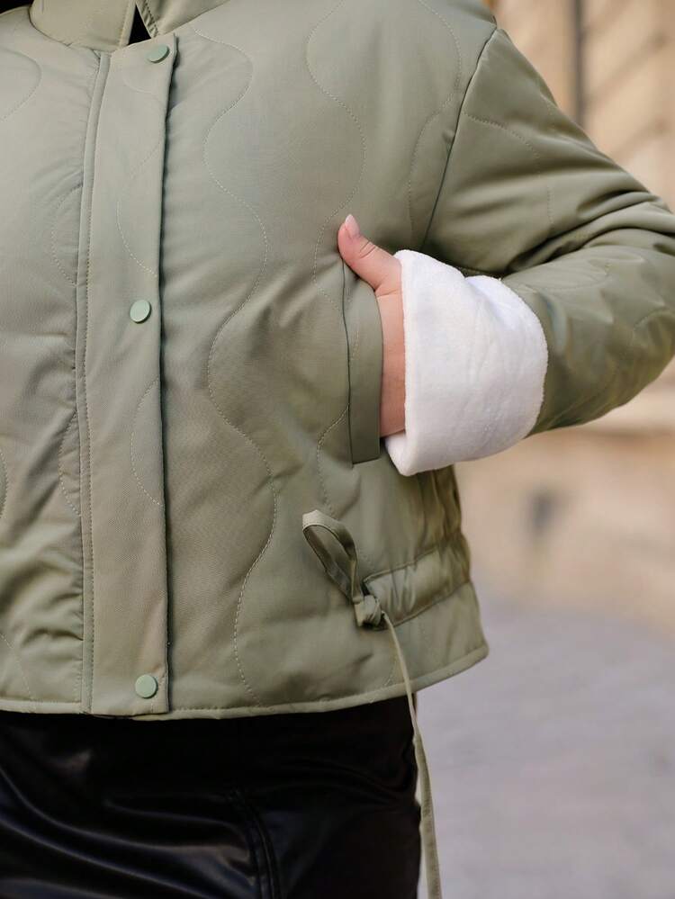 Women's Plus Size Rib Padded Coat