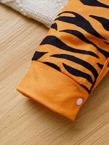 嬰兒男寶寶2入組針織長袖跳躍衣,帶有老虎印花圖案,柔軟親膚,適用於秋冬季節 - 彩色 - 查看 5