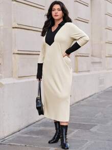 SHEIN Essnce Vestido Largo De Talla Grande Para Mujer - Albaricoque - Ver 6
