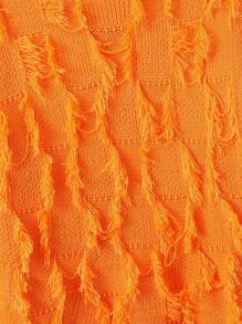 SHEIN Tween Girl Solid Raw Trim Sweater - Burnt Orange - View 6