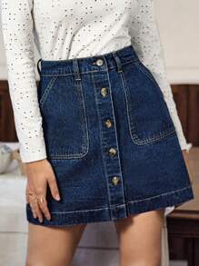 SHEIN Frenchy 女裝休閒牛仔裙