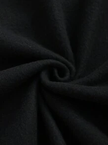 SHEIN EZwear Kích thước lớn Của phụ nữ Báo Môi In Dây rút áo có mũ Lông cừu Áo nỉ - màu đen - Xem 5