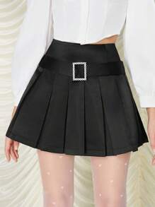 SHEIN MOD 女性用帶裝飾的百褶裙