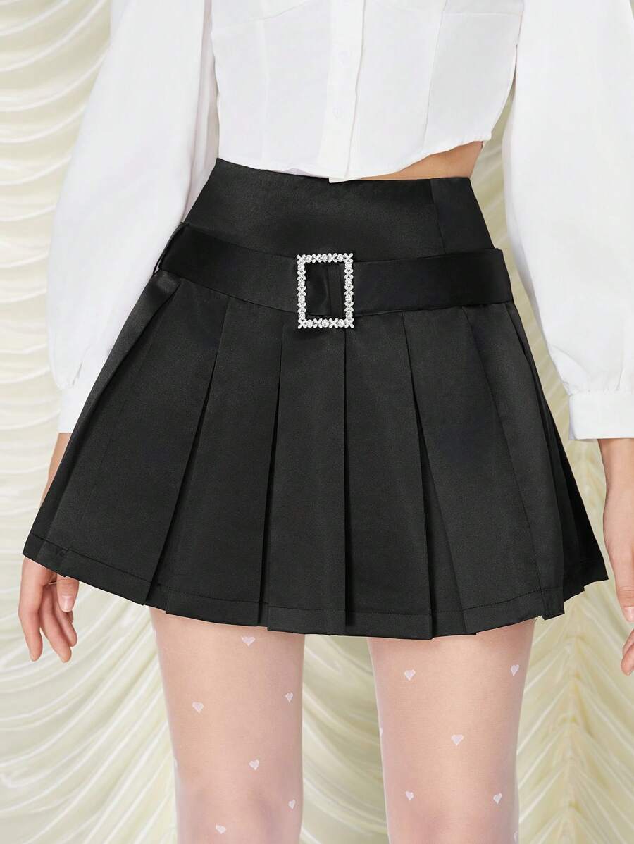 SHEIN MOD 女性用帶裝飾的百褶裙