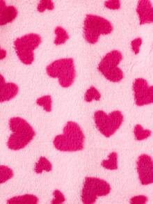 Baby Girl Heart Pattern Bow Front Teddy Vest Coat - Hot Pink - View 6
