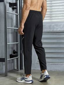 Manfinity Sport Corelite Men Drawstring Waist Slant Pocket Sports Pants - Black - View 2