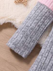 SHEIN Cô Gái Trẻ Đơn Giản & Thoải Mái Đan Miếng Dán Cường Lực Cao Cổ Tay Dài Với Thiết Kế Gân Dày Cho Mùa Thu/Đông - Nhiều màu - Xem 6