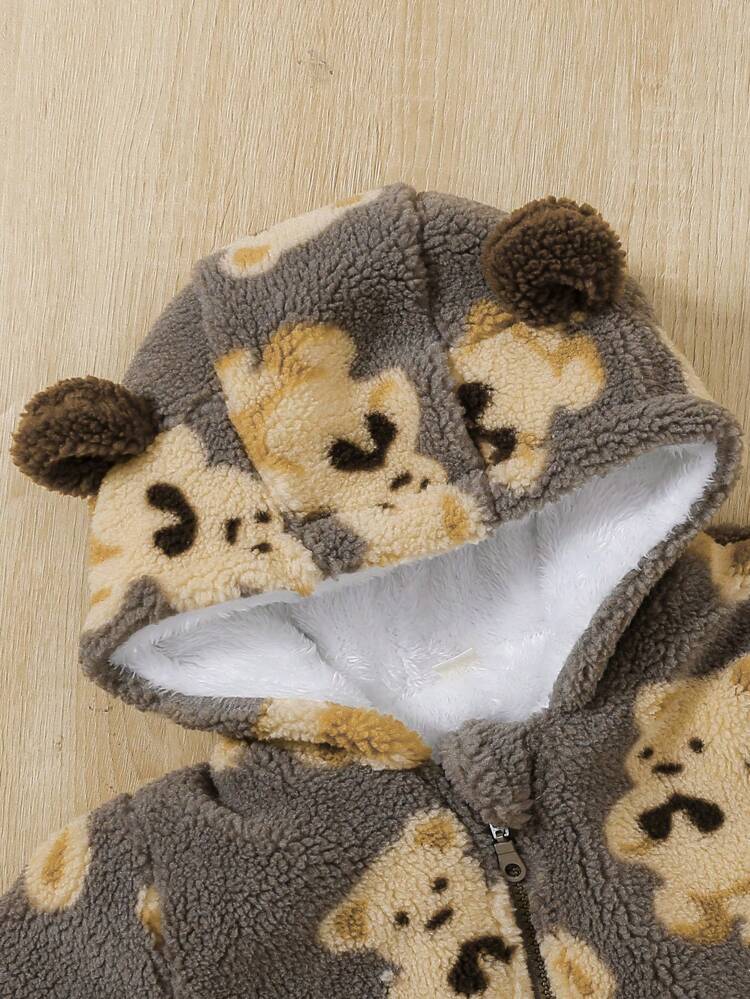Girls' (little Kid) Cute Bear Pattern Hooded Jacket