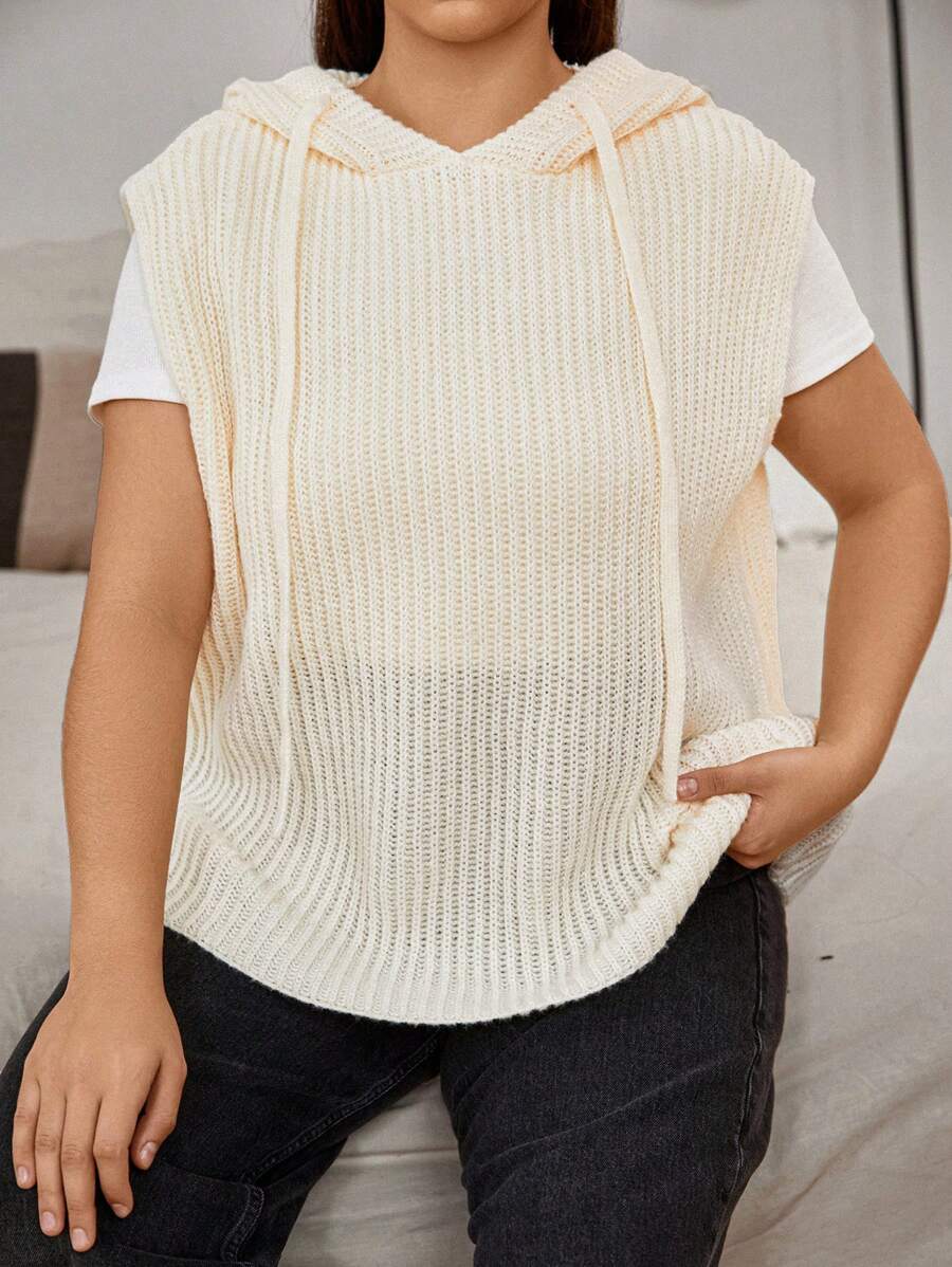 Flirla Academic Style Design Knitted Hooded Vest