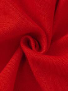 SHEIN Tween Girl Ruffle Striped Trim Flounce Sleeve Mock Neck Sweater Dress - Red - View 6