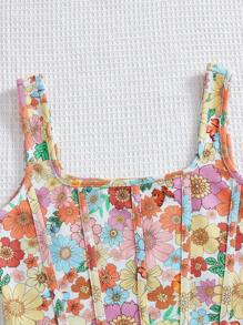 Soleia Top tank con estampado floral bajo hanky