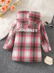 SHEIN Kleiner Junge Mantel mit Kapuze, Plaid Muster, Teddy Futter,