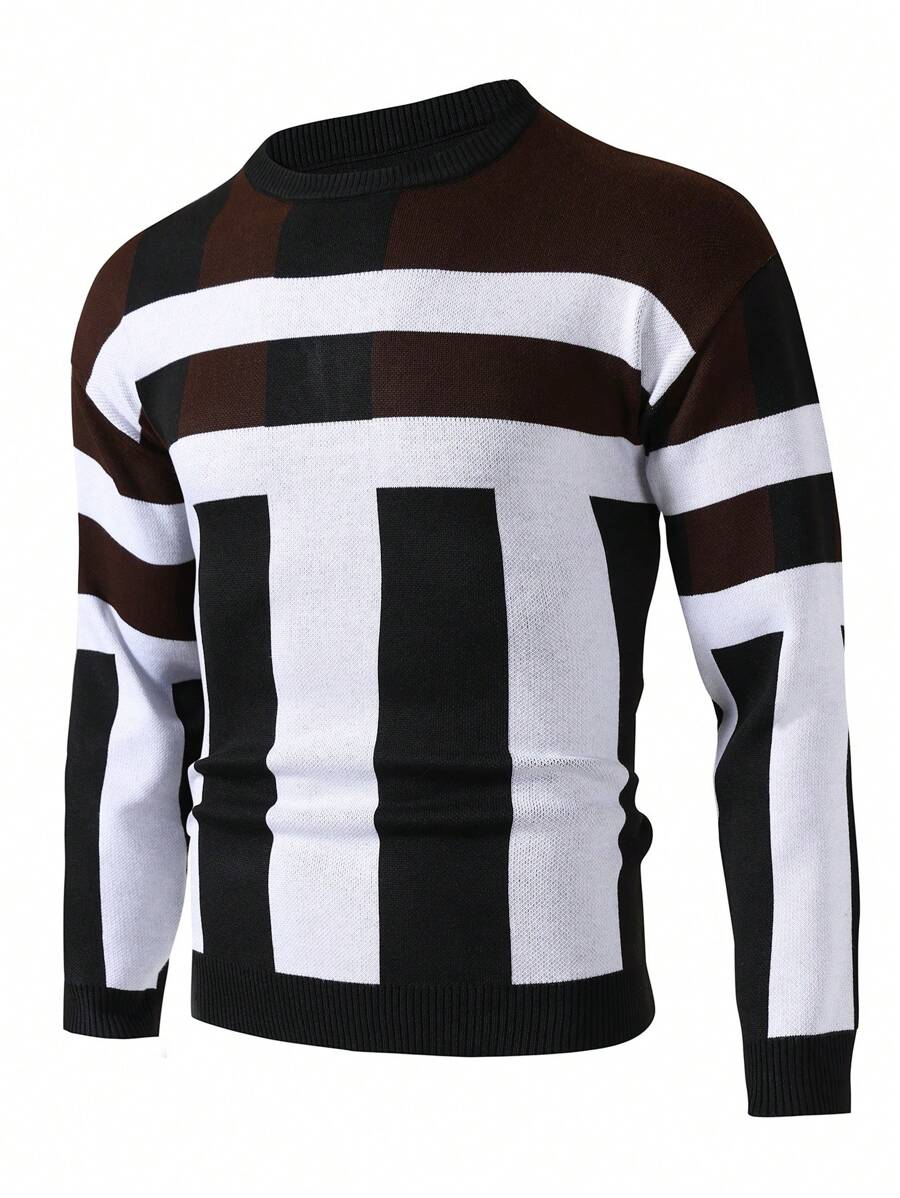 Manfinity Homme Uomo Maglione colorblock modelli righe - Multicolore - Visualizzare 1