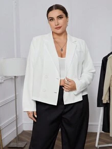 SHEIN Essnce 大碼雙排釦西裝外套 - 白色 - 查看 6