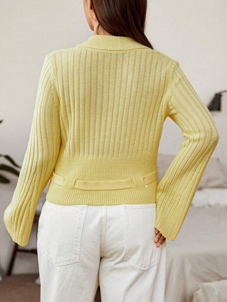Plus Size Knitted Cardigan With Button And Belt