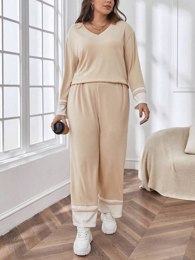 Plus Drop Shoulder Tee & Contrast Panel Pants