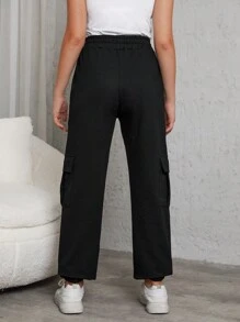 RueChic Teen Girls' Utility Pocket Sweatpants - Black - View 2