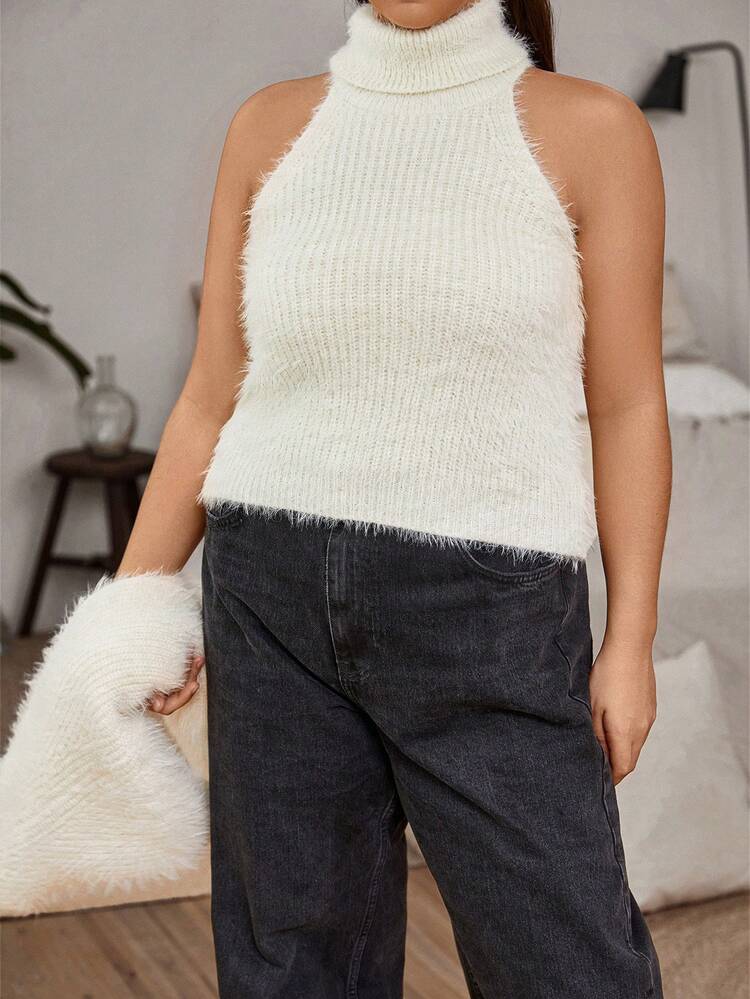 Plus Turtleneck Super Crop Sweater & Knit Top