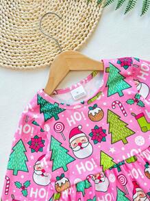Robe D'impression De Noël Pour Jeune Fille
