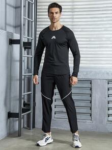 Manfinity Sport Corelite Men Drawstring Waist Slant Pocket Sports Pants - Black - View 6