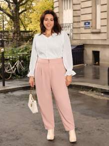 SHEIN Frenchy Plus Swiss Dot Flounce Sleeve Blouse - White - View 4