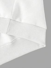 INAWLY Women's Fleece Sweatshirt With Slogan Print - White - View 5