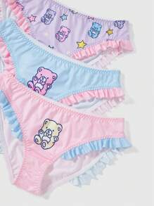 ROMWE Kawaii 3pcs Cartoon Printed Briefs - Multicolor - View 4