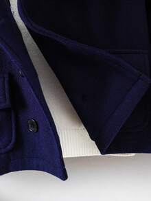 SHEIN Young Boy Fuzzy Trim Hooded Overcoat Without Sweater - Royal Blue - View 3