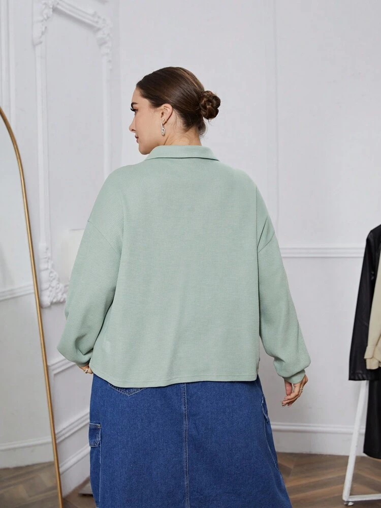 Plus Polo Neck Drop Shoulder Tee