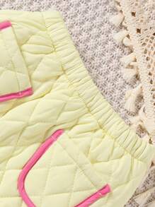 Baby Girl Contrast Binding Quilted Jacket & Skirt