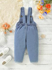 Baby Girls' Flower Patch Overalls Jumpsuit - Baby Blue - View 2
