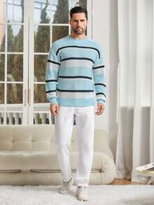 Manfinity Homme Nam Mẫu sọc Thả vai Áo len - Nhiều màu - Xem 5