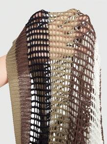 ROMWE Fairycore Plus Size Drop Shoulder With Distressed Holes Sweater, School - Multicolor - View 10