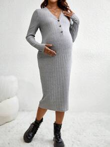 SHEIN 孕婦連身裙 - 灰色 - 查看 3