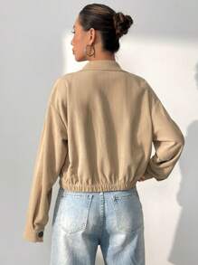 SHEIN Unity 女士夾克 - 卡其色 - 查看 2