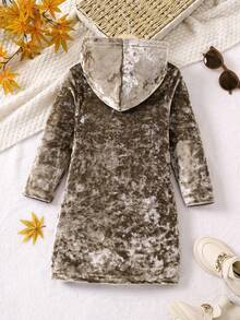 SHEIN Bé gái Phong cách công chúa Giải trí Đúng mốt vui tươi Thanh lịch Dễ thương Mát mẻ Đầm - màu nâu - Xem 2