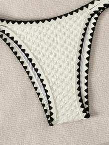 SHEIN Swim Summer Beach Whip Stitch Triangle Bikini Set - Beige - View 4