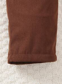 SHEIN Genkimix Kids Young Boy Street Style Thermal Lined Slim Fit Casual Warm Pants, Winter - Brown - View 5