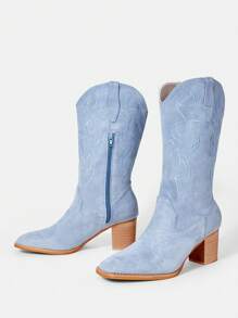 SheIn SXY Women's Mid-calf Boots - Blue - View 3