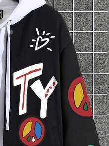 Manfinity LEGND Chaqueta Holgada Con Impresión De Texto Y Dibujos Animados Para Hombres - Negro - Ver 5