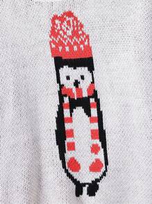 SHEIN Tween Girl Cartoon Pattern Drop Shoulder Sweater - Grey - View 4