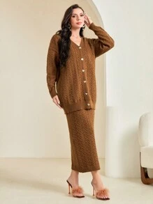 Mulvari Của phụ nữ Màu thuần Bộ - màu nâu - Xem 1