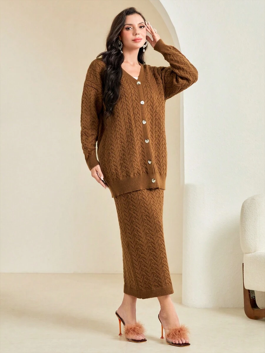 Mulvari Của phụ nữ Màu thuần Bộ - màu nâu - Xem 1