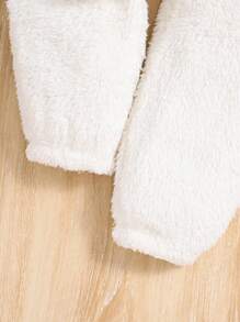 女小童蝴蝶結細節兔子刺繡套頭衫和絨毛長褲 - 黑色 - 查看 3