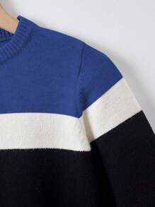 男大童拼色套頭毛衣 - 寶藍色 - 查看 3