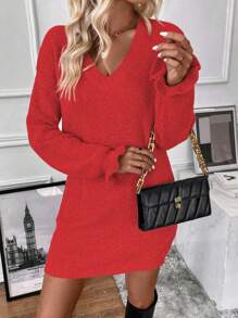 SHEIN LUNE Vestido Suéter De Manga Larga