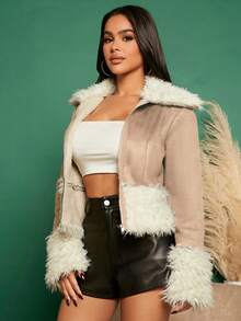 SHEIN SXY 女士保暖内衬复合绒面革保暖夹克 - 彩色 - 查看 7