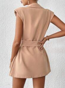 SHEIN Privé Ngực đơn Bộ đồ Áo khoác vest - Lạc đà - Xem 2